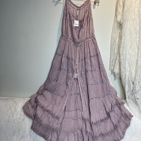 Free People Dolly Bodysuit lace crochet maxi Dress - Picture 9 of 9